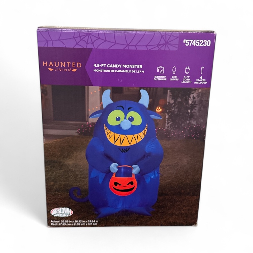 Haunted Living 4.5 Ft Candy Monster Inflatable – Light-Up Halloween Decoration